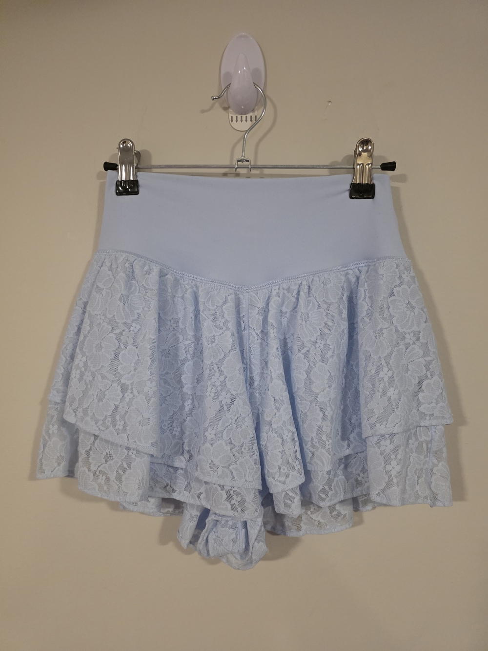 aerie Pale Blue Lace Layered Flowy Athletic Shorts